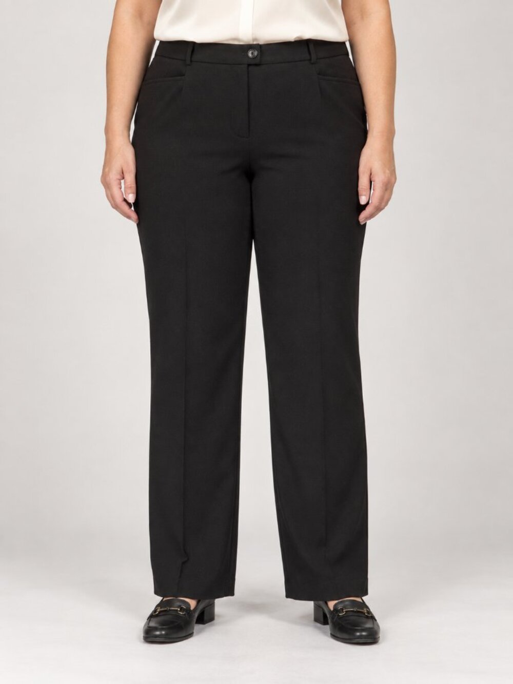 Roz & Ali Black Petite Straight Leg Dress Pants 16P Minimalist Office Work